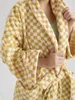 Asciugamano unisex retrò a scacchiera da cucia di cotone da cammino da donna casual vetta per sonno morbido kimono da bagno caldo cappotto