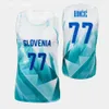 Mens New Slovenya Luka Doncic 77 Basketbol Forması Mavi Unicersidad Europea 7 Madrid Beyaz Forma Gömlekleri S-XXL