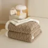 Couverture moelleuse de l'agneau épaissis, plaids en toison pour lit et canapé, courtepointe de veleuse corail, textile de maison, hiver