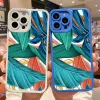 Folhas Monstera Green Case para iPhone 14 Plus 14 13 12 11 Pro Max XR XS x 7 8 Plus SE 2020 Casos