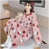 Womens Sleepwear Winter Long Sleeve Print Thick Warm Flannel Nightgowns For Women Dress Coral Veet Nightdress Night Nighty Drop Delive Dh1Jh