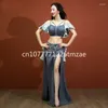 Wear DJ Halloween Dancer Costume Belly Dance Suit Femme's Split Maxi Robe 2 pièces Oriental Ladies Nightclub