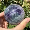 Dekorativa figurer 6cm Natural Fluorite Quartz Crystal Sphere Ball Healing
