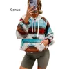 Women's Hoodies European And American Style Autumn 2024 Yarn-Dyed Pattern Hat Rope Zipper V-Neck Sweater Hooded Women
