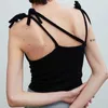 Tanks pour femmes Camis Sexy Backless Sight Bra Top sans manches robe d'été courte robe énervée Y2K Top Solid Top Top Robe Womens Top J240409