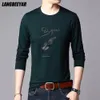 Créateur de mode de mode Impression simple T-shirt Men en masse en vrac à manches longues O Col à 95% Coton 5% Tops Spandex Vêtements pour hommes décontractés 240408