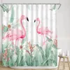 Tende per doccia acquerello tenda floreale fatta colonnella di allevamento botanico flamingo piante tropicali in tessuto poliestere decorazioni da bagno