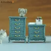 1/12 Dollhouse Miniature Bedroom Bedside Table Storage Three/Five Layer Drawer Cabinet Model DIY Doll House Decor Accessories