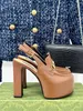 Luxury G-Stud Open-Toe Sandals Designer Women Horsebit Chunky Heel Platform Sandal Fashion Buckle Leather Interlocking G Sandaler Dubbelstorlek 35-41