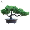 Dekorativa blommor 1 st konstgjorda växter bonsai liten grön trädkruka tall krukväxt prydnad