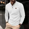 가을 남성 패션 패션 Longleeved Polo 셔츠 캐주얼 및 소셜웨어 Tshirt Top 240401