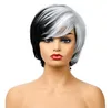 2020 Amazon vendant des perruques européennes et américaines Women039 Fashion Couleur mélangée à haute température Silk courte coiffure droite Wig2904703