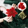 Decorative Flowers 4 Pcs Christmas Tree Flower Arrangement Ornament Xmas Wreath Artificial Iron Wire