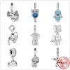 Yeni 925 STERLING Gümüş Kahve Potu Baykuş Shangle Charm Pandora Boncuk Fit Orijinal Pandora Takım Bilezikler Kadın Diy İnce Takı