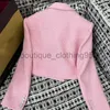 designer Women's Jackets Coats 24 Spring New Product Nanyou Simple Short Double breasted Suit Collar Light Pink Sequin Embroidered Coat