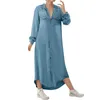 Casual Dresses Women Denim Dress Solid Loose Jean With Pocket Button Long Sleeve Maxi Women'S Vestido Autumn