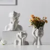 北ヨーロッパボディアート抽象的な人間の顔セラミック花瓶アートフラワークリエイティブフラワーポットデスクトップ装飾品ホームデコレーション