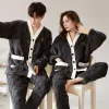 Warm Thick Flannel Plush Winter Couple Pajama Sets Long Sleeve Female Male Pyjamas Lover Clothing Sweet Kimono Nightwear Pijamas