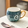 Tazze da 360 ml di tazza di caffè in ceramica giapponese con piattini dipinti a mano tazza tazza tazza da tè vassoio vassoio domestico tazze da impugnatura a microonde