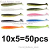 NOWOŚĆ 50PCS Soft Przynęta silikonowa przynęt Shad Wobbler Squble Łowina Przynęta Morze robak Swidbait Streamer Silikon Przynęta Spinnerbait Łowódcy Łowoty 472