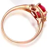 Cluster anneaux luxueux cristal creux rouge ovale pour les accessoires de doigt de mariage de mariée qualité argent 925 ring