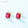 Pendientes de semental Allnoel Solid 14K Gold amarillo para mujeres Natural 7 7 mm Corundum Corundum simple Regalo de boda de boda Joyería fina hecha a mano