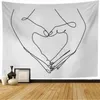 Taquestres Black and White Love Hands Tapestry Space Stars