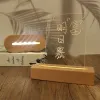 Household AAA Battery Powered Wooden Base Led Light Display Stand For Acrylic Night Lamp Art DIY Wood Light Display Base Stand