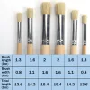 6pcs / ensemble Brosse en bois de pochoir en bois peinture à la craie naturelle pure pure brosse à poils rond en acrylique de peinture à l'huile