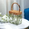 Acryltransparente Bambus -Gelenktasche, Handtasche, kleine Tasche, täglich vielseitig, Nischendesign, Frauenbeutel 240409