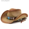 Шляпа шляпы широких краев ковша новая ковбойская шляпа Панама Соломенная шляпа летняя бирюзовая лента, женщины, мужчина, широкая края пляж, солнце