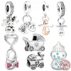 Hot Sale Baby Flasche und Schuhe Schnuller Dangle Charme Perle 925 Sterling Silber Fit Original Pandora Armband DIY Schmuck Forwomen Forwomen