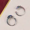 Кластерные кольца 925 Тайский серебряный классический этнический стиль для женщин Оригинальный дизайн мужчина и дракон -феникс