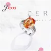 Clusterringen Europese vrouwen Ovaal oranje CZ Crystal Engagement 925 Sterling Sier Bands Sieraden Groothandel Anillos Bague Drop levering R OTUDP