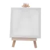 4 By 4 Inch Mini Canvas And 8*16cm Mini Wood Easel Set For Painting Drawing School Student Artist Supplies, 12 Pack