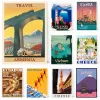 Vintage Travel City Anime Australien Venedig Rom House Poster Canvas Målning Belagd väggkonst Heminredning för vardagsrum