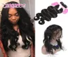 Body Wave voorgeplukt 360 kanten frontaal met bundels Braziliaans onbewerkte menselijk haar Natuurlijk zwart 3PieCesslot Hair Extensions840187497224