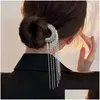 Hårklämmor Barrettes Handgjorda pärltasser för kvinnor vintage kinesisk stil metall u-formade pinnar hårnål hanfu kläder dro dhfht