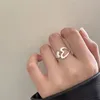Regulowane kochanki pierścienie BF Club 925 Sterling dla kobiet proste geometryczne ręcznie robione nieregularne serce Pearl Pierścień Prezent urodzinowy