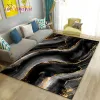 Nordiskt svart guldblå ​​marmorområde matta stort, mattan matta för vardagsrum sovrum soffa dörrmatta dekoration, barn utan halkfri golvmatta