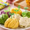 Vorken 8 stks mini-bladeren fruit vork tandenstoker plukt vier-blad klaver plastic decoratie lunchbox bento salad dessert accessoires