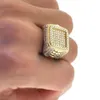 Punkboy -Herren Goldfarbe Ring für Party Full Bling Iced Out Cubic Micro a gepflastertes CZ Kristall Luxus Hip Hop Rings Schmuck 240409