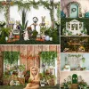 Spring Easter Photography Backdrop Carrot Decor Bunny Garden Green Grass Bakgrund Props Child Birthday Cake Smash Studio Photo