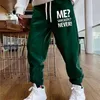 Pantalones para hombres harajuku hip-hop de patrón impreso letra de los hombres delgados