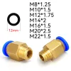 12mm PU Air Pipe Pneumatic Quick Connector Metric M Tråd PC12-M10*1,25 M12*1,5 M14*1,75 M14*2 M16*1,5 M16*1,75 M20*2,5 M22