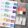 Handgjorda retro Pearlescent Water Color Set 6-Color Mini Cube Golden Solid Watercolor Set för nagelpalettmålningskonstförsörjning