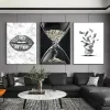 Lips Money Gold Hourglass Time Expensive Poster Print Wall Art Pictures Canvas Painting Living Room Bedroom Home Decor Gift