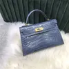 Bolsa Couro de Crocodilo 7A Qualidade Genuína Handswen Totes Mulheres Real Linha de Cera Costura Fast Delivnnn44