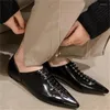 Kleidungsschuhe Crossover -Gurt für Frauen speicherte Zehen Damen Flat Heels Patent Leder Zapatos Mujer flaches Chasses Femme Nähleitungen