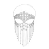 Hair Clips Barrettes Luxury Jewelry Fl Rhinestone Tassel Mask Chain Decoration Face For Women Bridal Veil Crystal Metal Claw Christmas Dhnhy